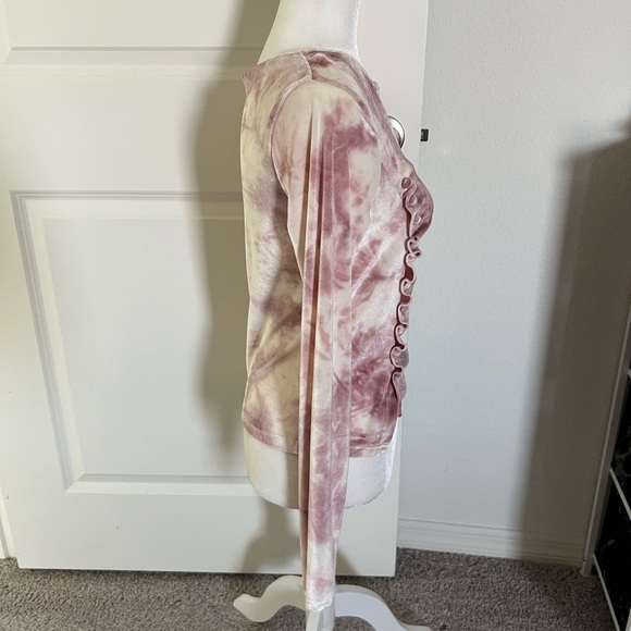 NWOT SHEIN Pink and Cream Tie-Dye Ruched Blouse 6 - Picture 4 of 7